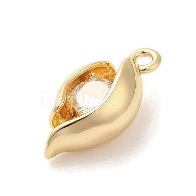 Marine Animal Theme Golden Brass Micro Pave Clear Cubic Zirconia Pendants KK-U031-01G-01-1