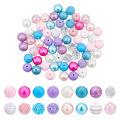 60Pcs Acrylic Beads OACR-WH0001-08C-1