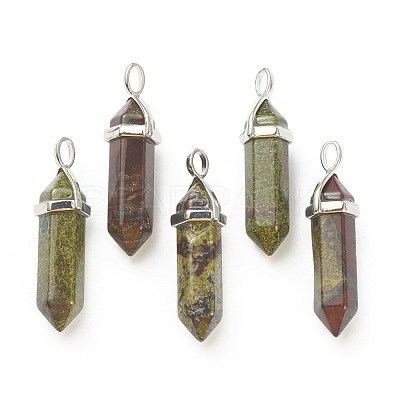 Natural Bloodstone Pointed Pendants G-M378-01P-A01-1
