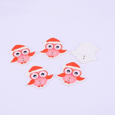 2-Hole Printed Wooden Buttons WOOD-WH0104-07-1