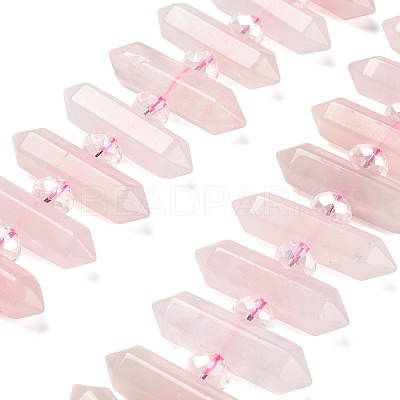 Natural Rose Quartz Double Terminated Point Beads Strands G-H069-B17-01-1