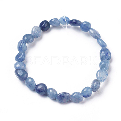 Dyed & Heated Natural Blue Aventurine Bead Stretch Bracelets BJEW-K213-02-1