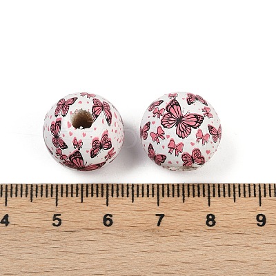 Painted Wood European Beads WOOD-F017-04G-1