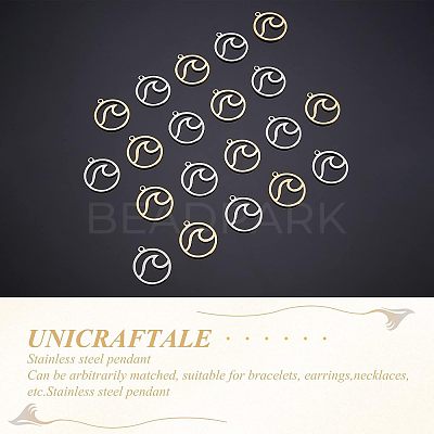40Pcs 2 Colors Stainless Steel Pendants STAS-UN0028-48-1