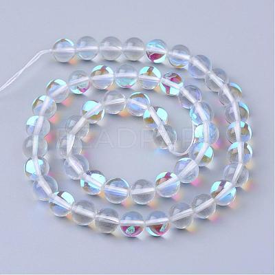 Synthetic Moonstone Beads Strands G-R375-8mm-B13-1