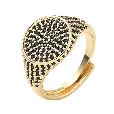 Brass Micro Pave Cubic Zirconia Cuff Rings for Women RJEW-A069-13G-1