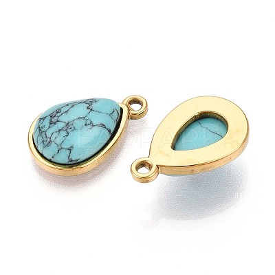Synthetic Turquoise Teardrop Pendants STAS-N109-210C-G-1