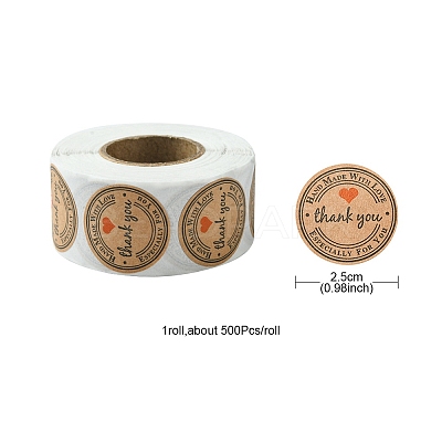 Kraft Paper Thank You Sticker Rolls STIC-YW0001-04-1
