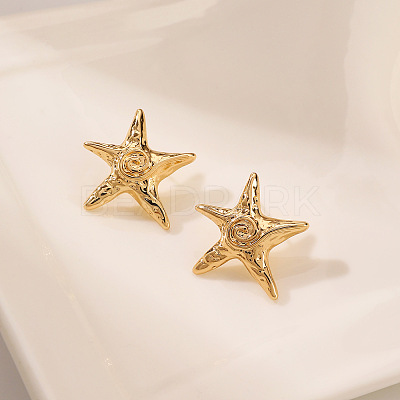 Starfish Alloy Pendant Necklace & Stud Earring & Ring Sets for Women FS-WG0D5F4-03-1