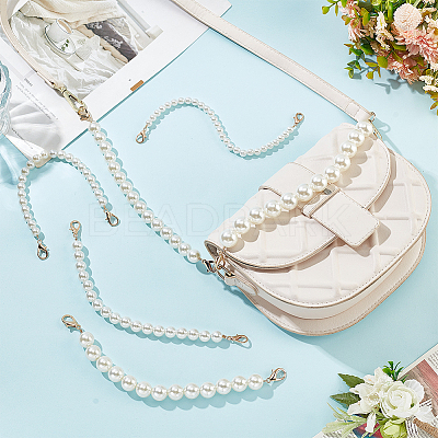 6Pcs 6 Style Resin Imitation Pearl Beaded Chain Purse Strap Extenders FIND-PH0009-60-1