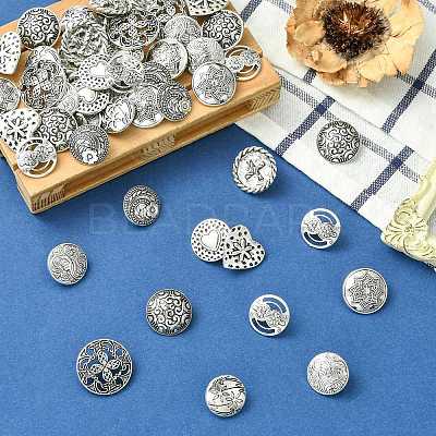 50Pcs 10 Styles Alloy Shank Buttons BUTT-CJ0001-09-1