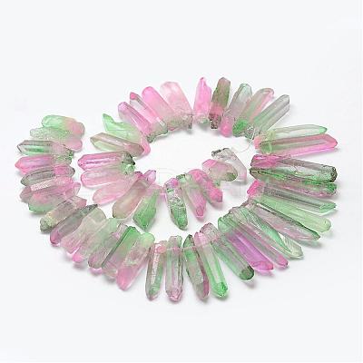 Electroplate Natural Quartz Crystal Beads Strands G-F462-01A-1