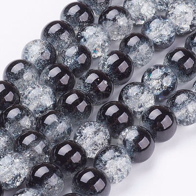 Spray Painted Crackle Glass Beads Strands CCG-Q002-10mm-11-1