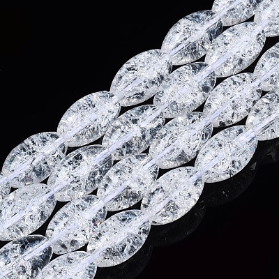 Transparent Crackle Glass Beads Strands GLAA-S192-B-010A-1