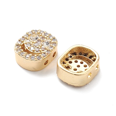 Brass Micro Pave Cubic Zirconia Beads KK-M241-01I-1