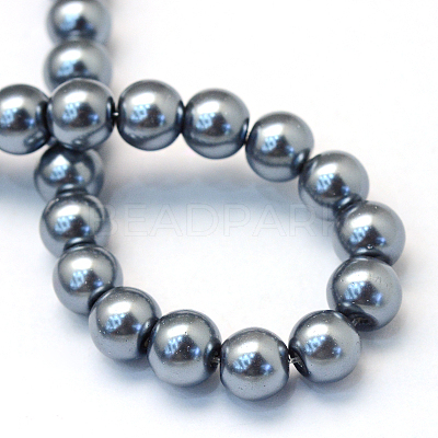 Baking Paint Pearlized Glass Pearl Round Bead Strands X-HY-Q003-4mm-12-1