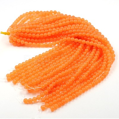 Dyed Natural White Jade Round Bead Strands G-J268-8mm-05-1
