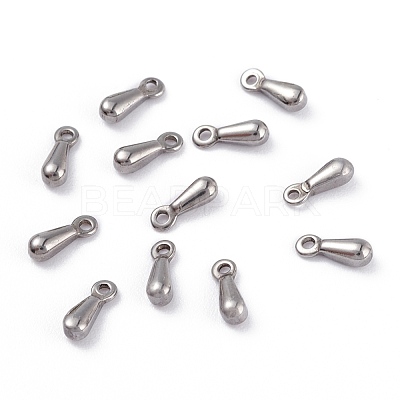 Tarnish Resistant Original Color End Piece 304 Stainless Steel Teardrop Charms Pendants X-STAS-G029-1-1