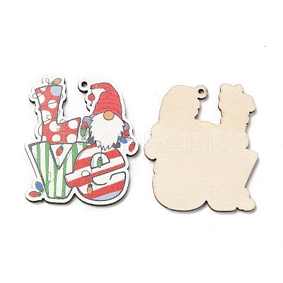 Single Face Printed Wood Big Pendants WOOD-D025-09-1