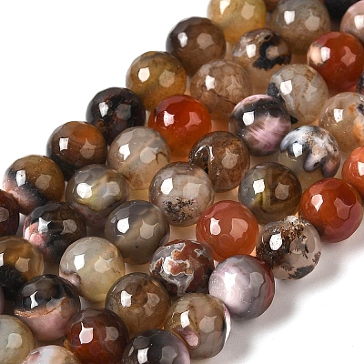 Dyed & Heated Natural Fire Crackle Agate Beads Strands G-P539-B01-04-1
