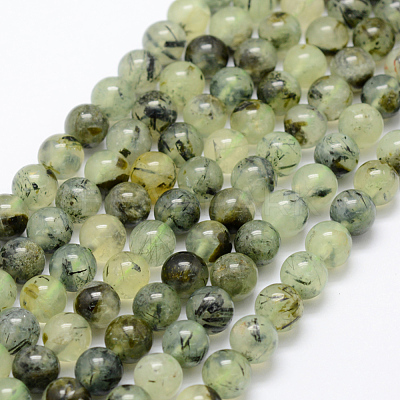 Natural Prehnite Beads Strands X-G-P322-48-8mm-1