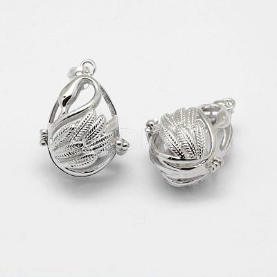 Brass Cage Pendants KK-G323-36B-P-NR-1