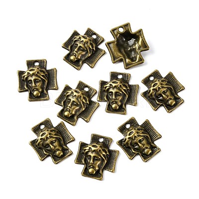 Tibetan Style Alloy Cross with Jesus Alloy Pendants for Easter Jewelry MLF10674Y-NF-1