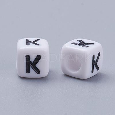 Letter K Letter Acrylic Cube Beads X-PL37C9308-K-1