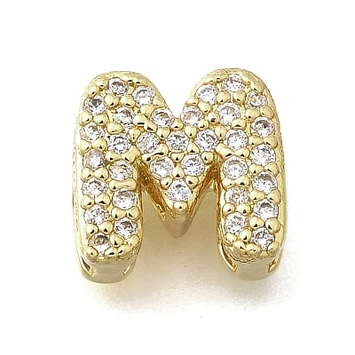 Brass Micro Pave Cubic Zirconia Letter Multi-Strand Links KK-D295-32G-13-1