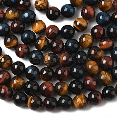 Natural Tiger Eye Beads Strands X-G-F173-14-10mm-1
