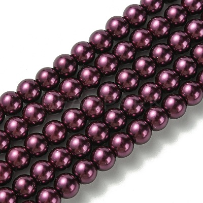 Eco-Friendly Dyed Glass Pearl Beads Strands HY-A008-6mm-RB097-1