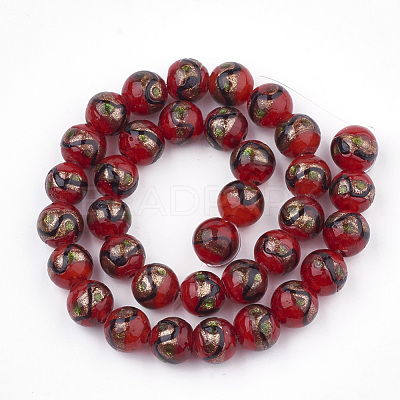 Handmade Gold Sand Lampwork Beads LAMP-T006-02H-1