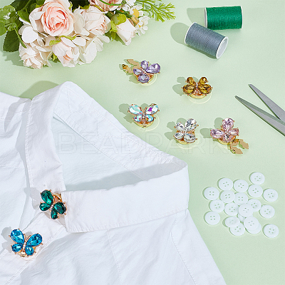 37Pcs Butterfly Alloy Rhinestone Cufflinks and Acrylic Buttons HJEW-PH02308-1