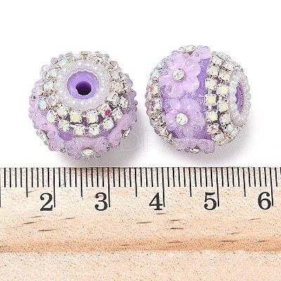 Bling Resin Rhinestone Flower Beads OACR-D310-01P-G-1