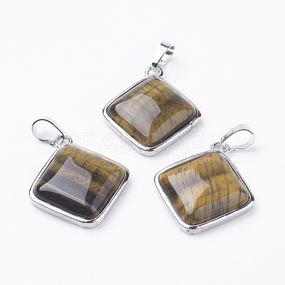 Natural Tiger Eye Pendants G-E420-08P-1