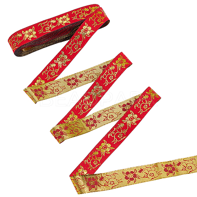 Ethnic Style Polyester Jacquard Ribbon OCOR-WH0078-478A-04-1