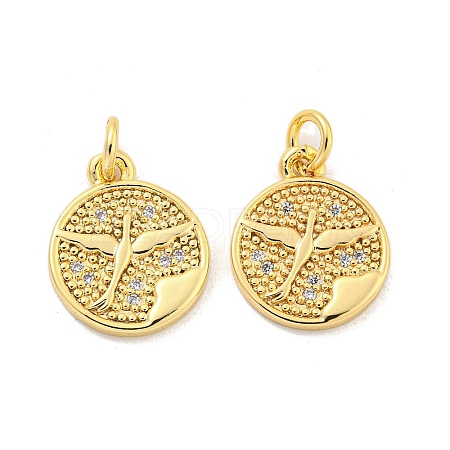 Brass Micro Pave Cubic Zirconia Pendant KK-Z044-28G-1