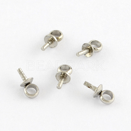 201 Stainless Steel Cup Pearl Peg Bails Pin Pendants Bails for Half Drilled Beads STAS-Q188-01-1