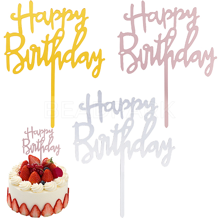 3 Sets 3 Colors Acrylic Cake Toppers Decorations DIY-SP0003-28-1