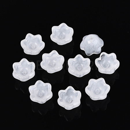 Transparent Spray Painted Glass Bead Caps A-GLAA-Q089-002A-003-1