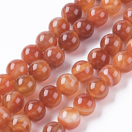 Natural Striped Agate/Banded Agate Bead Strands G-G962-8mm-14-1