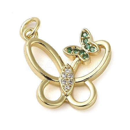 Brass Micro Pave Clear Cubic Zirconia Pendants KK-U005-01K-G-1