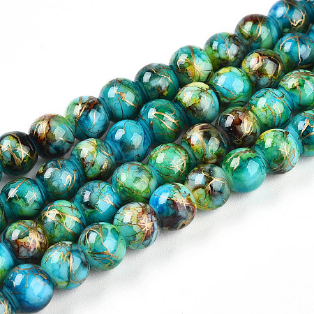 Baking Paint Glass Beads Strands X-DGLA-N003-6mm-B08-1