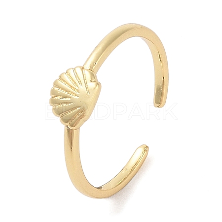 Shell Shape Brass Open Cuff Rings KK-K384-04G-1