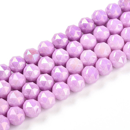 Anti-Tarnish Electroplate Glass Beads Strands GLAA-N010-8mm-10-1