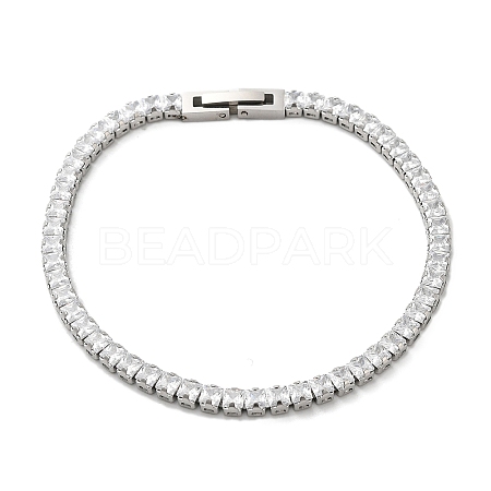 Clear Cubic Zirconia Tennis Bracelet BJEW-M301-01P-02-1