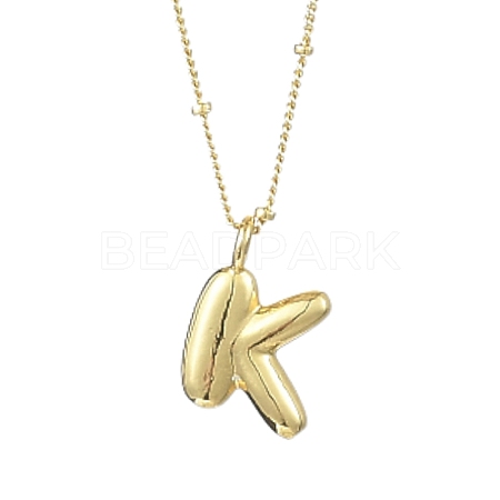 1Pc Initial Letter Brass Pendant Necklaces NJEW-YW0001-24K-1
