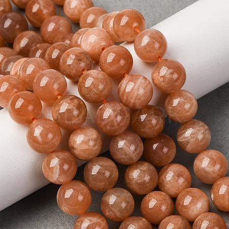 Round Natural Sunstone Beads Strands G-F222-33-10mm-01-1