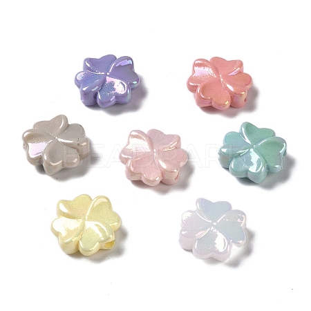 UV Plated Iridescent Opaque Acrylic Beads OACR-G033-01-1