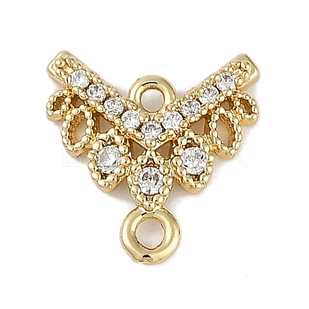 Brass Clear Cubic Zirconia V Shaped Connector Charms KK-I719-04G-1